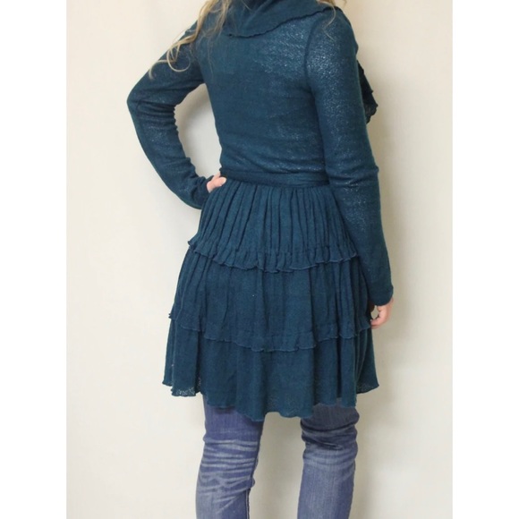 Anthropology A’reve Green Teal Ruffled Duster Medium Tie - Picture 3 of 4